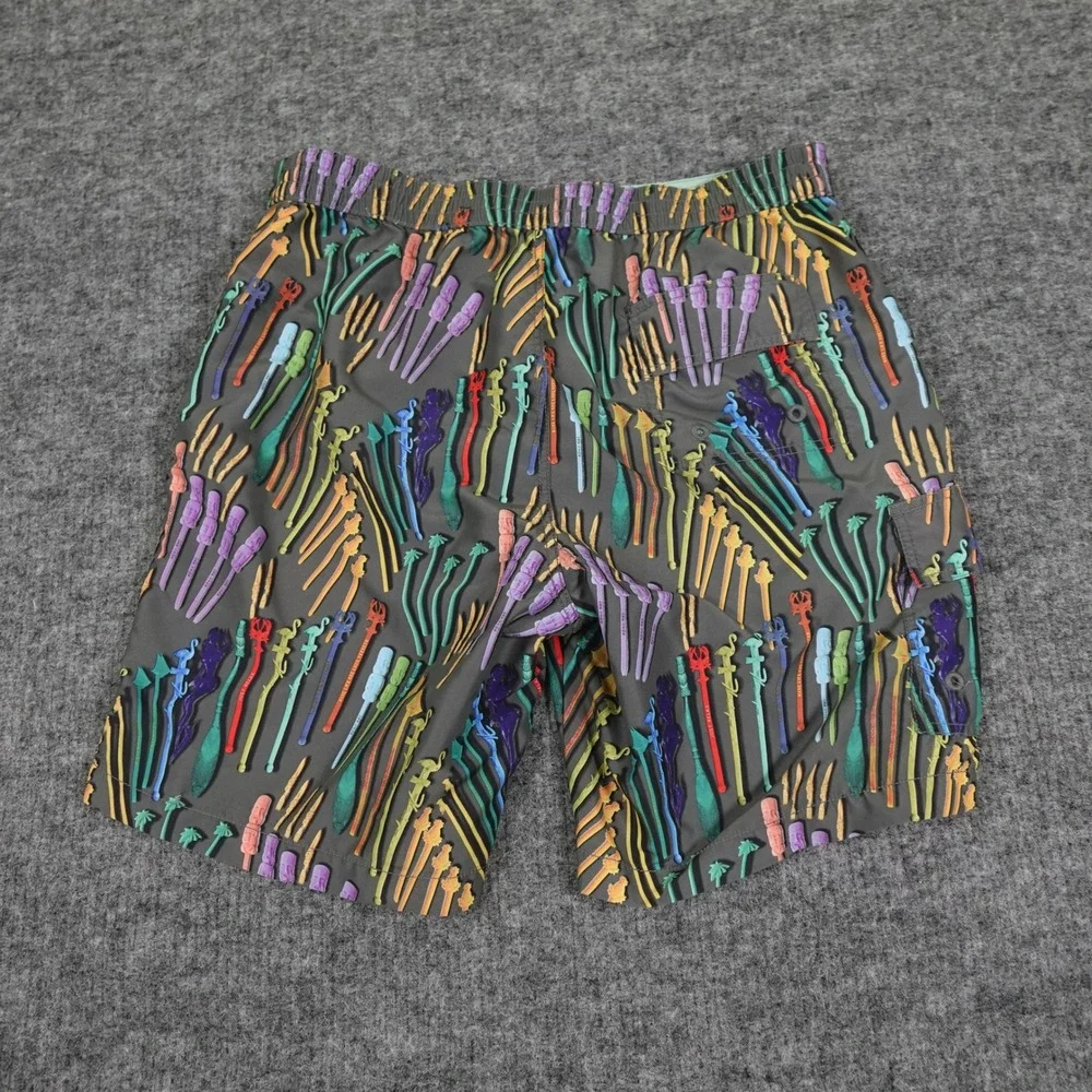 Tommy Bahama‎ Relax Swim Trunks Mens Large Gray Swizzle Stick Print Lined Shorts
